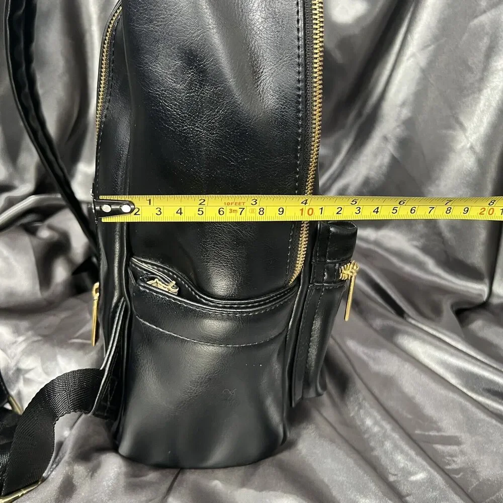 Ryla Ready Diaper‎ Bag Black Gold Hardware Insulated Bottle Backpack Minimalist